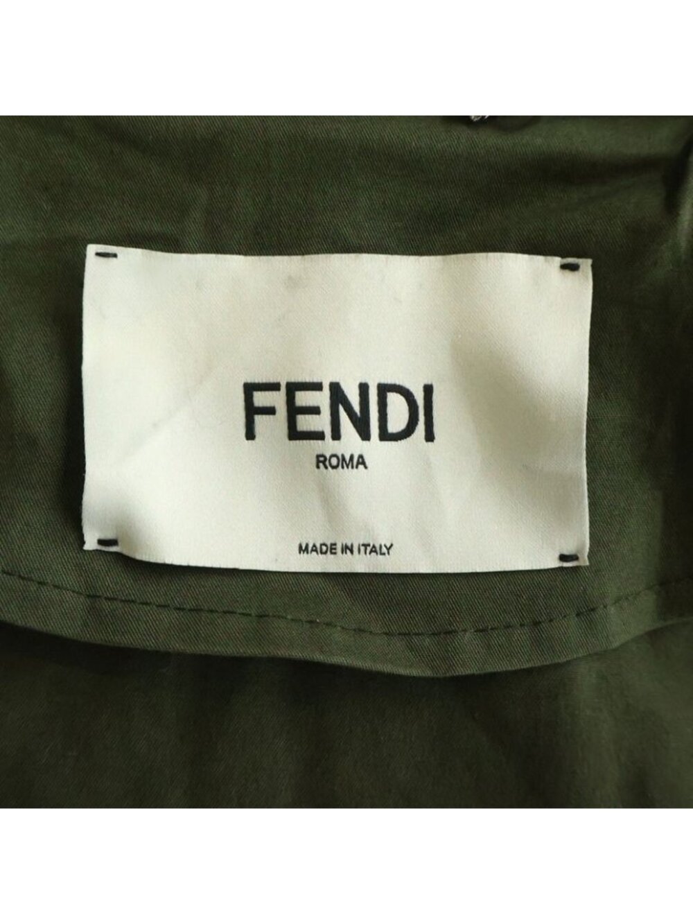 Fendi FF Pattern Quilted Military Hooded Zip Up Jacket Khaki - Picture 7 of 8